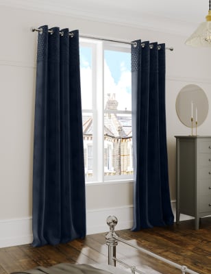 

M&S Collection Velvet Eyelet Quilted Thermal Curtains - Navy, Navy