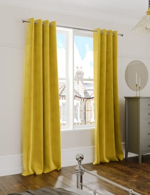 

M&S Collection Velvet Eyelet Quilted Thermal Curtains - Ochre, Ochre