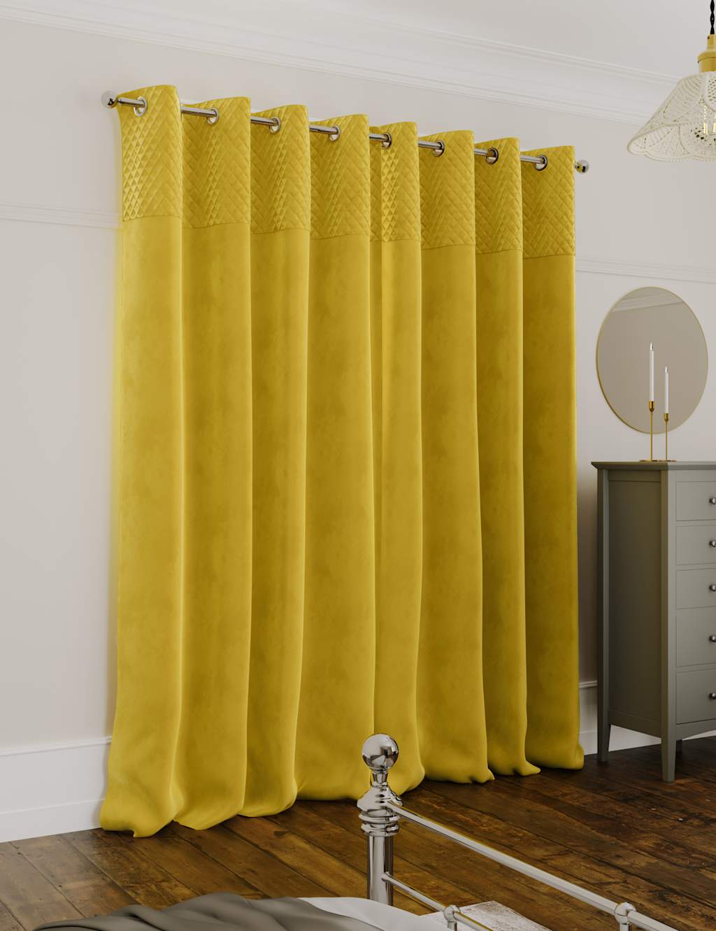 Velvet Eyelet Quilted Thermal Curtains image 2