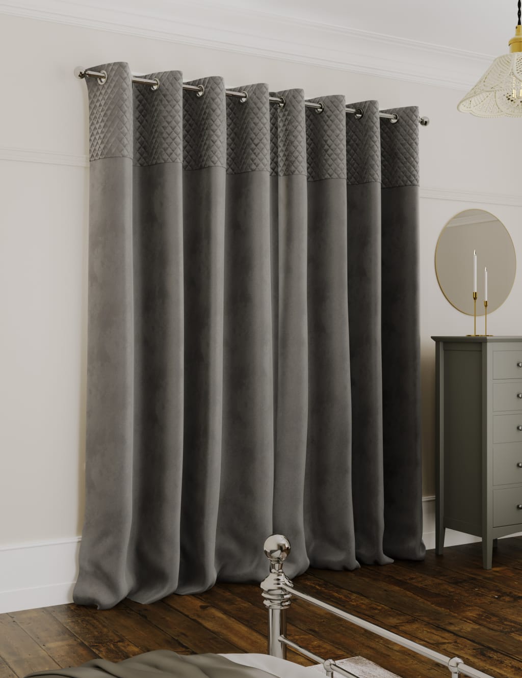 Velvet Eyelet Quilted Thermal Curtains image 2