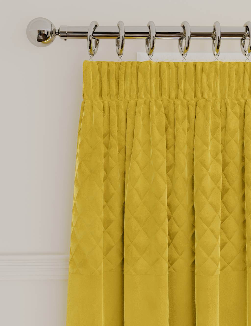 Velvet Pencil Pleat Quilted Thermal Curtains image 3