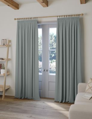 

M&S Collection Brushed Pencil Pleat Blackout Thermal Curtains - Duck Egg, Duck Egg