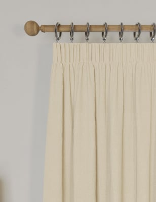 M&S Brushed Pencil Pleat Blackout Temperature Smart Curtains - NAR72 - Cream, Cream,Terracotta,Sage,