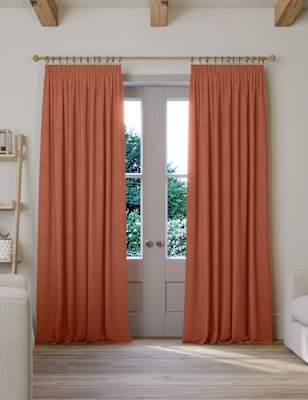 

M&S Collection Verdunkelnde Vorhänge aus gebürstetem Material mit Bleistiftfalten und Thermo-Eigenschaften - Terracotta, Terracotta