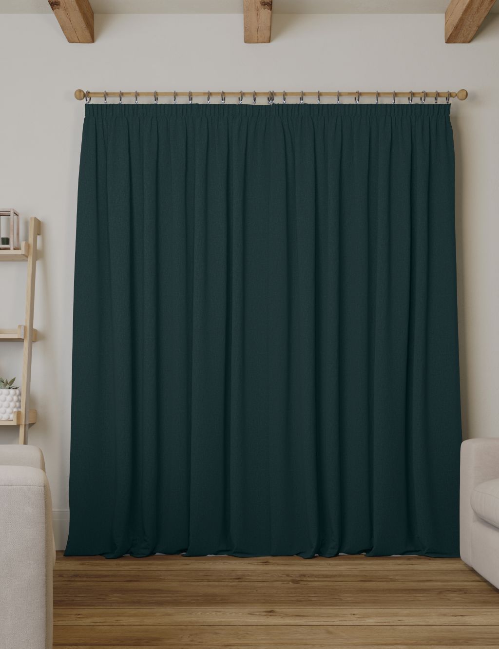 Brushed Pencil Pleat Blackout Thermal Curtains image 3
