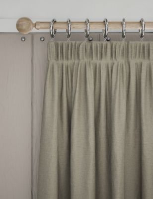 M&S Brushed Pencil Pleat Blackout Temperature Smart Curtains - WDR90 - Neutral, Neutral,Cream,Mid Bl