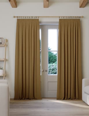 

M&S Collection Brushed Pencil Pleat Blackout Thermal Curtains - Ochre, Ochre