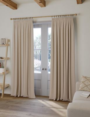 

M&S Collection Brushed Pencil Pleat Blackout Thermal Curtains - Natural, Natural