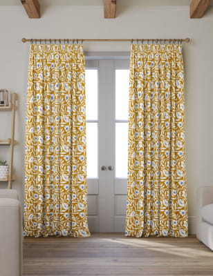 

M&S Collection Verdunklungsvorhänge mit Bleistiftfalten und Wildblumenmuster - Ochre, Ochre