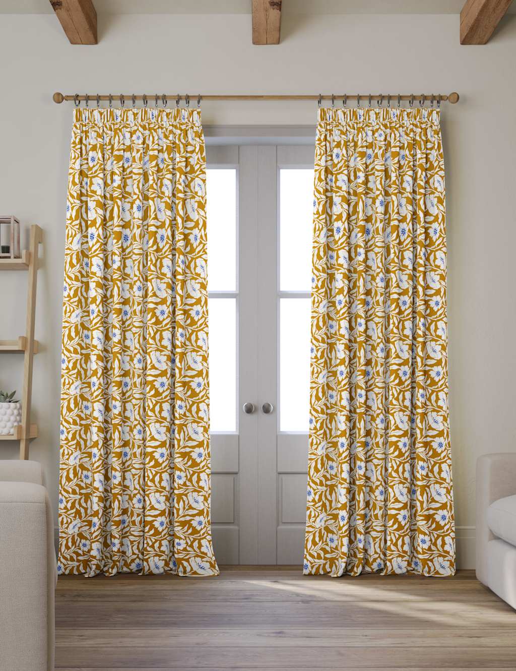 Wild Floral Pencil Pleat Blackout Curtains image 1