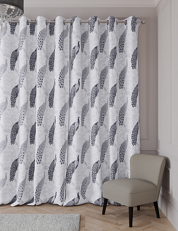Cotton Rich Peacock Eyelet Blackout Curtains - CY