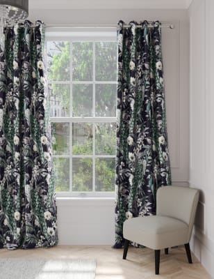 

M&S Collection Velvet Peacock Eyelet Thermal Curtains - Navy, Navy