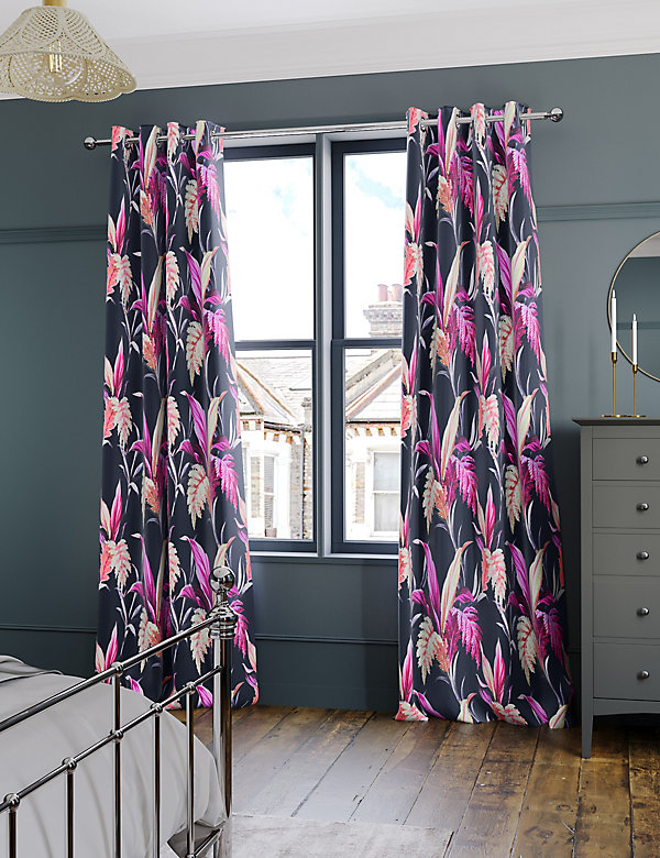 Velvet Floral Eyelet Thermal Curtains - DK
