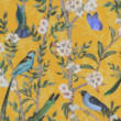 Velvet Spring Bird Pencil Pleat Thermal Curtains - ochre