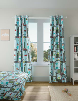 

M&S Collection Cortinas opacas infantiles con ojales y diseño de medios de transporte - Multi, Multi