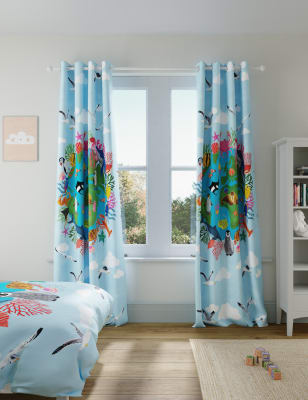 

M&S Collection Under the Sea Eyelet Blackout Kids' Curtains - Blue Mix, Blue Mix