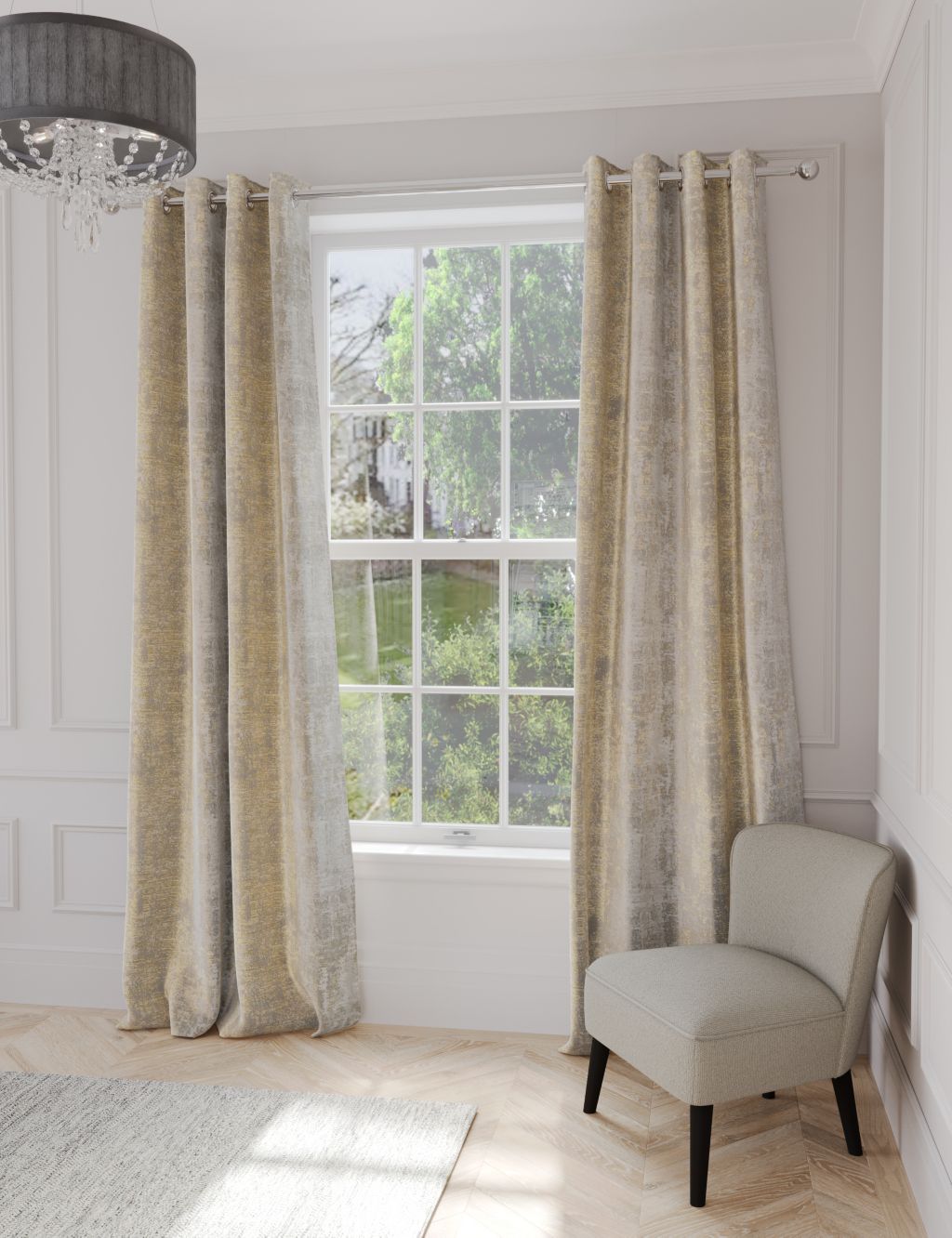 Textured Shimmer Eyelet Curtains image 1
