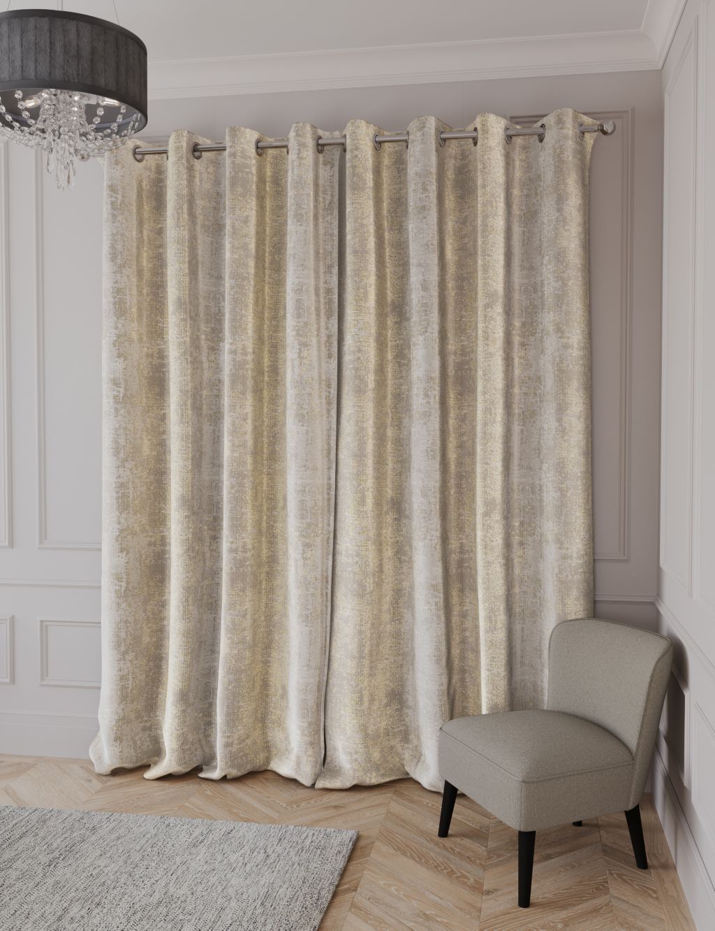 Textured Shimmer Eyelet Curtains image 2