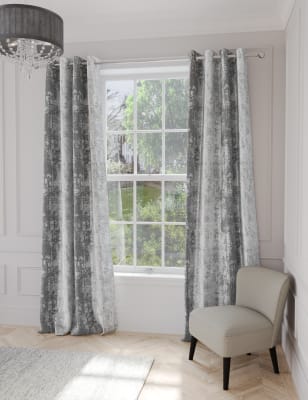 

M&S Collection Textured Shimmer Eyelet Curtains - Silver, Silver