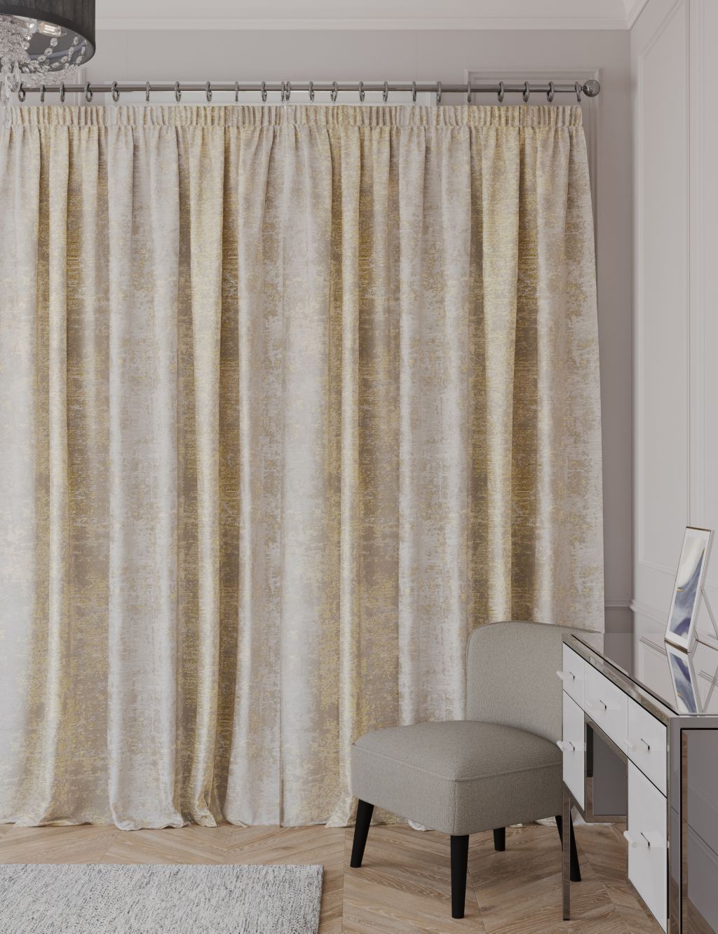 Textured Shimmer Pencil Pleat Curtains image 2