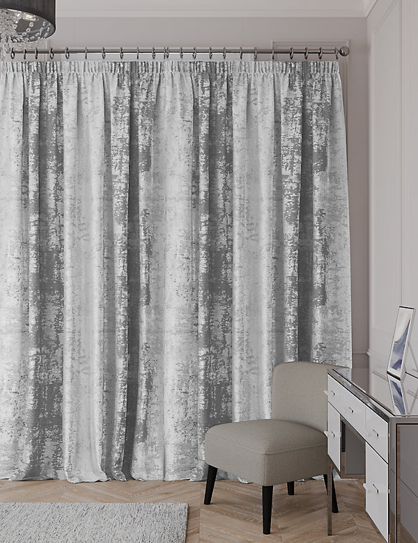Textured Shimmer Pencil Pleat Curtains - DK