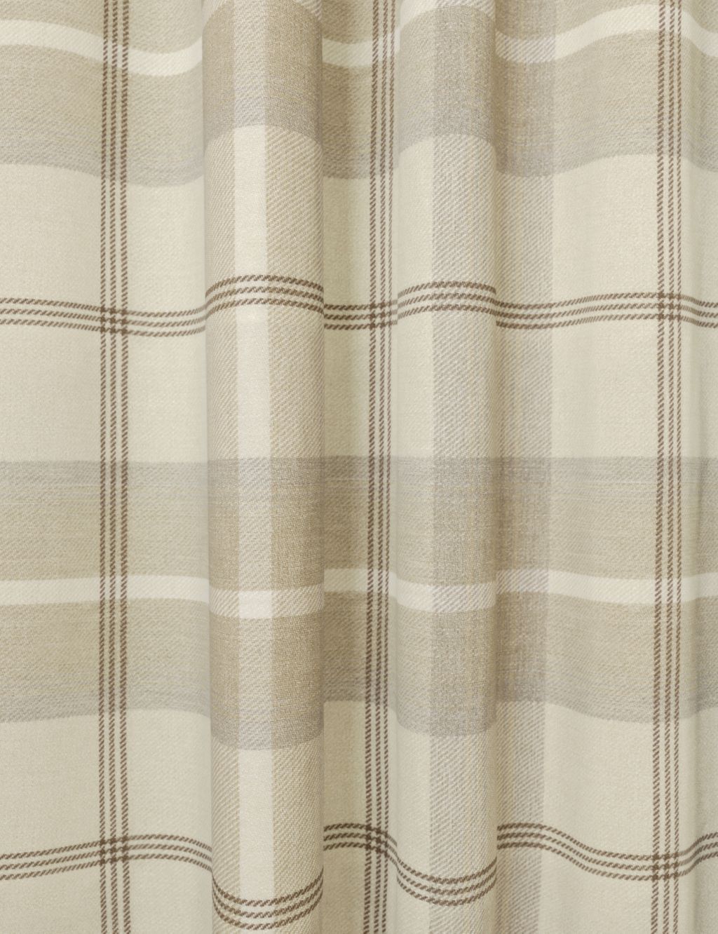 Brushed Woven Checked Pencil Pleat Curtains image 2