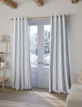 Woven Striped Eyelet Curtains