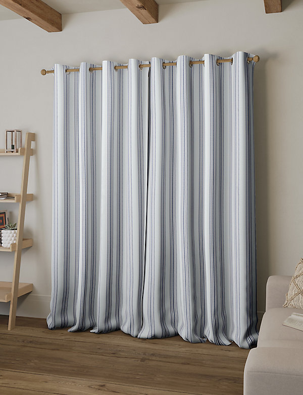 Woven Striped Eyelet Curtains - DK