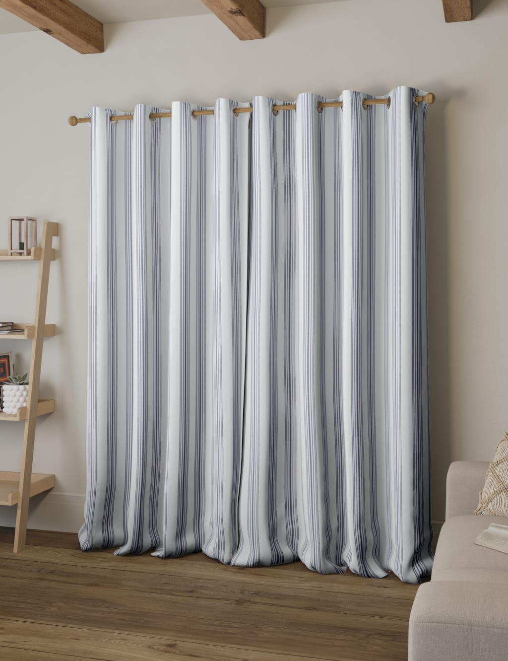 Woven Striped Eyelet Curtains image 2