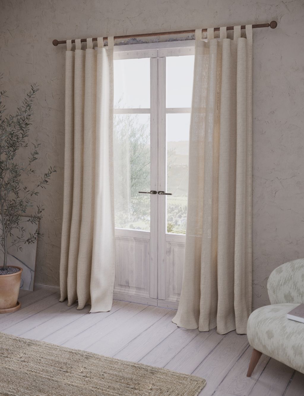 Acapulco Sheer Embroidered Tab Top Curtains image 1