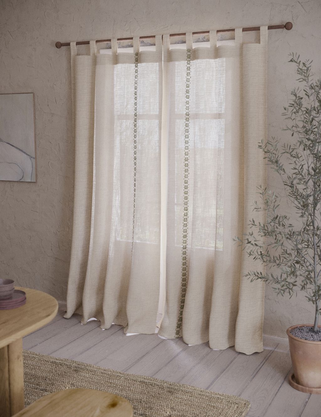 Acapulco Sheer Embroidered Tab Top Curtains image 2