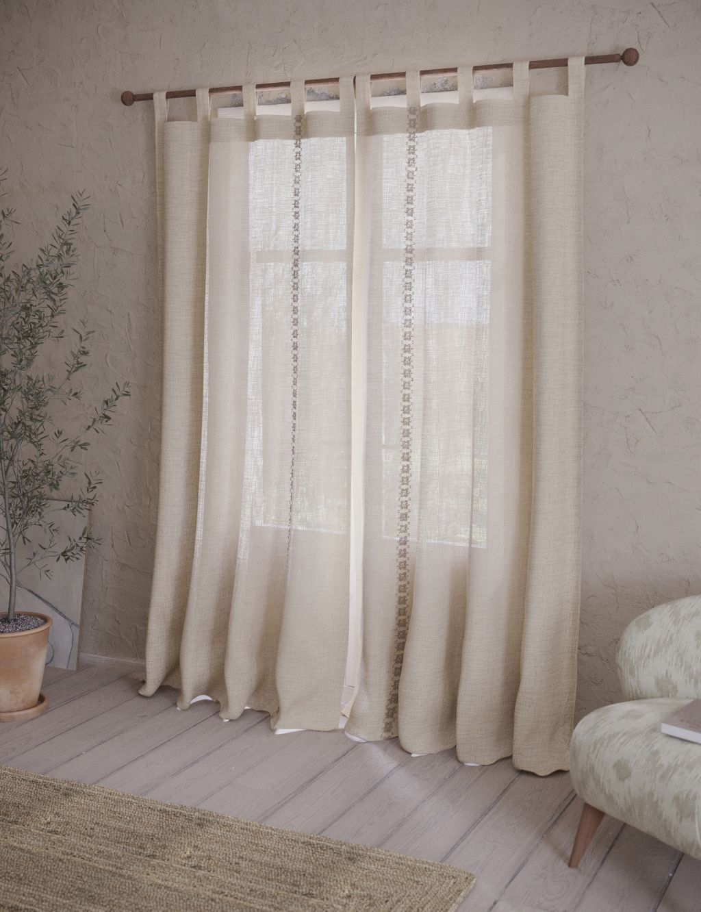 Acapulco Sheer Embroidered Tab Top Curtains image 4