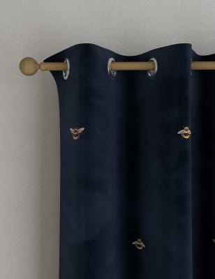 

M&S Collection Velvet Bee Eyelet Blackout Thermal Curtains - Navy, Navy