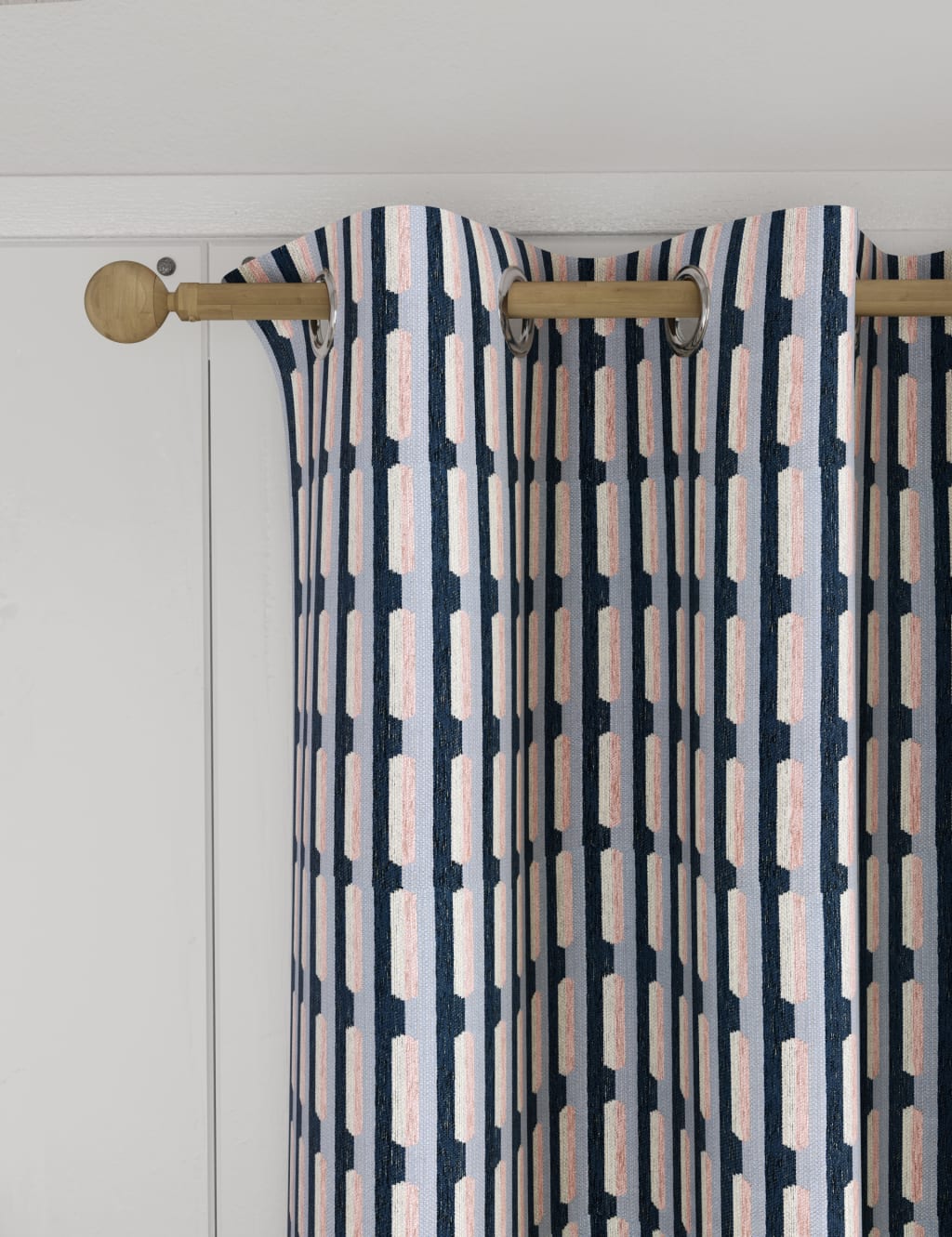 Chenille Geometric Eyelet Curtains image 1