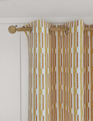 

M&S Collection Chenille-Ösenvorhänge mit geometrischem Muster - Ochre, Ochre