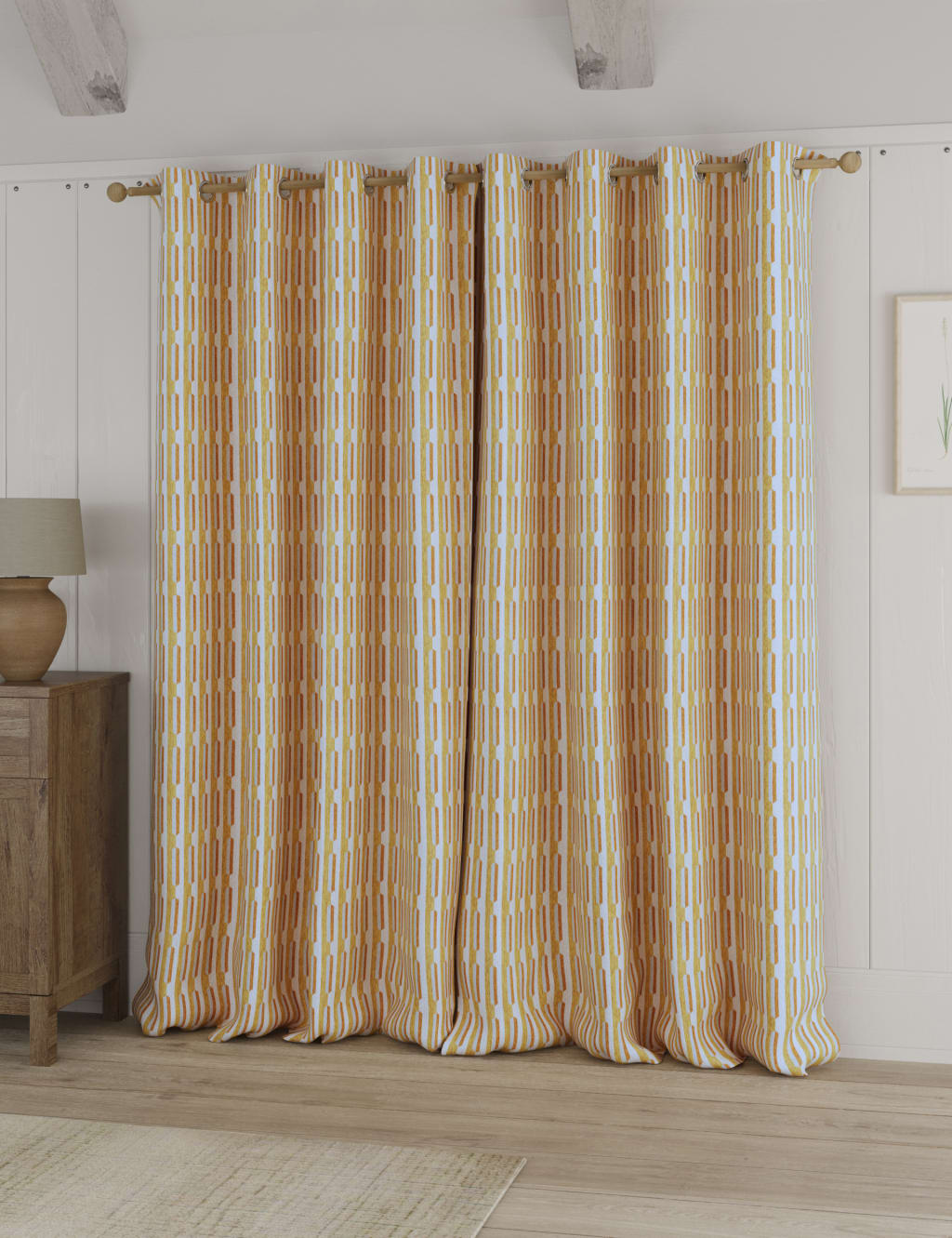 Chenille Geometric Eyelet Curtains image 3