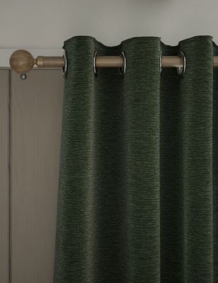M&S Chenille Eyelet Curtains - WDR72 - Olive, Olive,Neutral