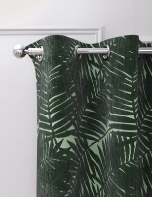 

M&S Collection Velvet Palm Eyelet Curtains - Forest Green, Forest Green