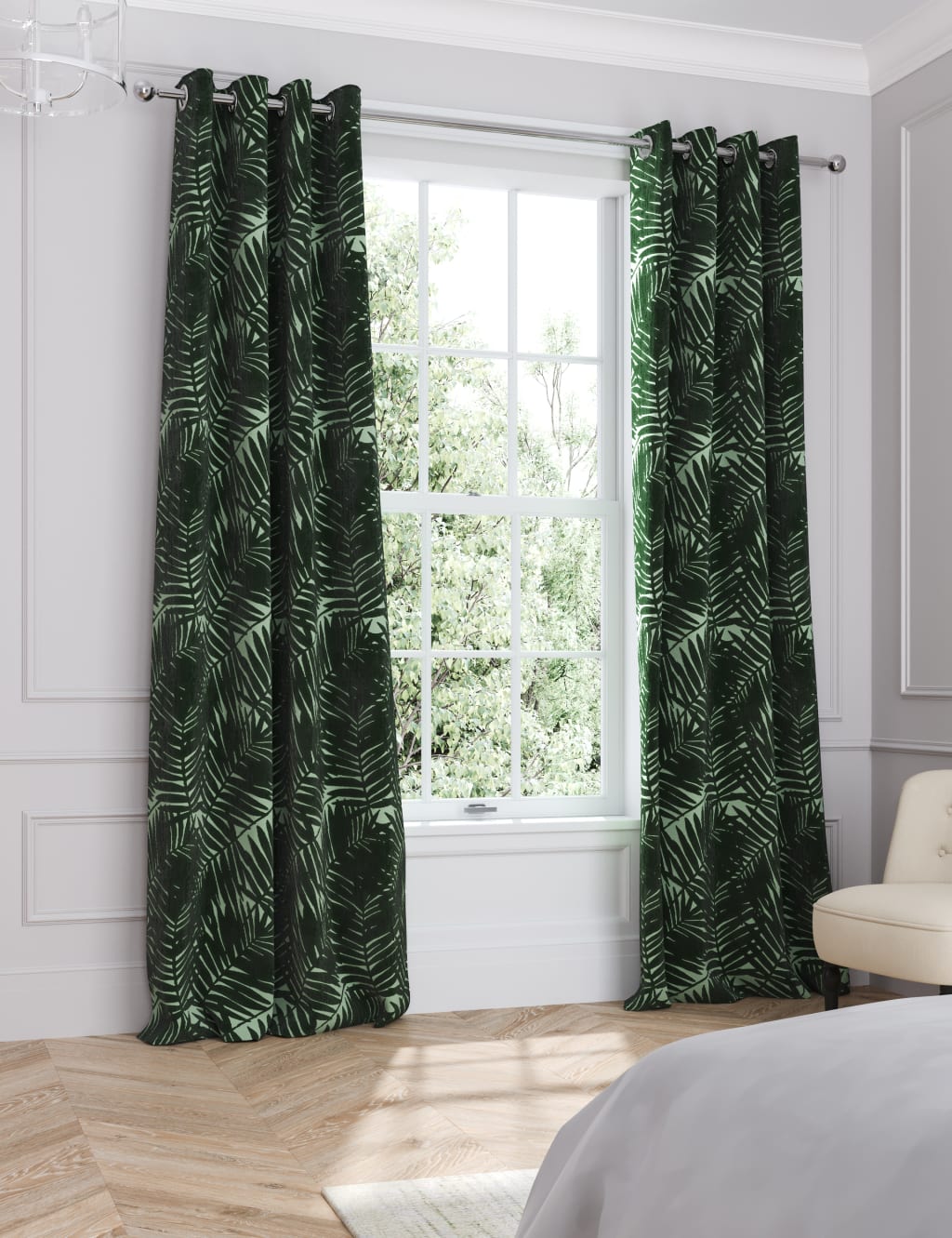 Velvet Palm Eyelet Curtains image 3