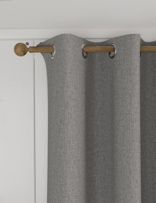M&S Isabelle Eyelet Blackout Curtains - EW90 - Light Grey, Light Grey