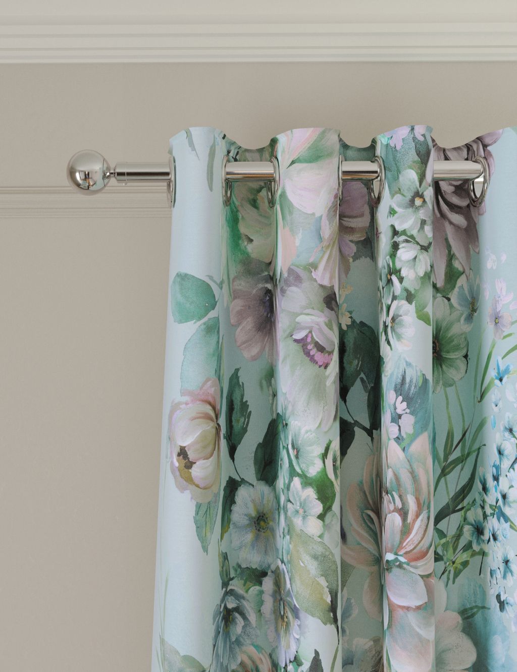 Sateen Blossom Floral Eyelet Blackout Curtains