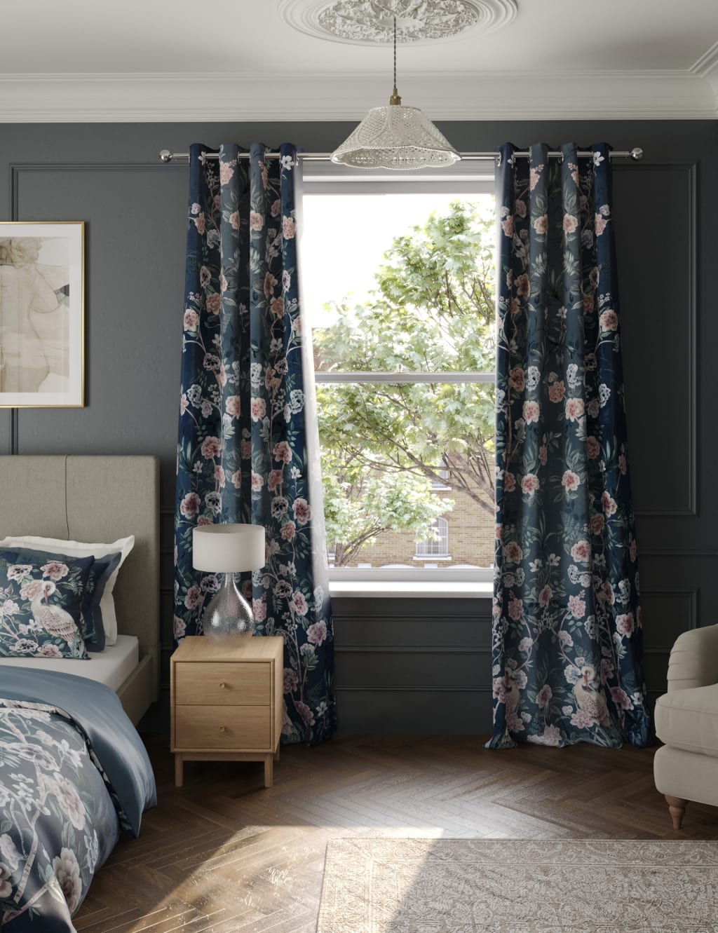 Floral Chinoiserie Eyelet Temperature Smart Curtains image 3