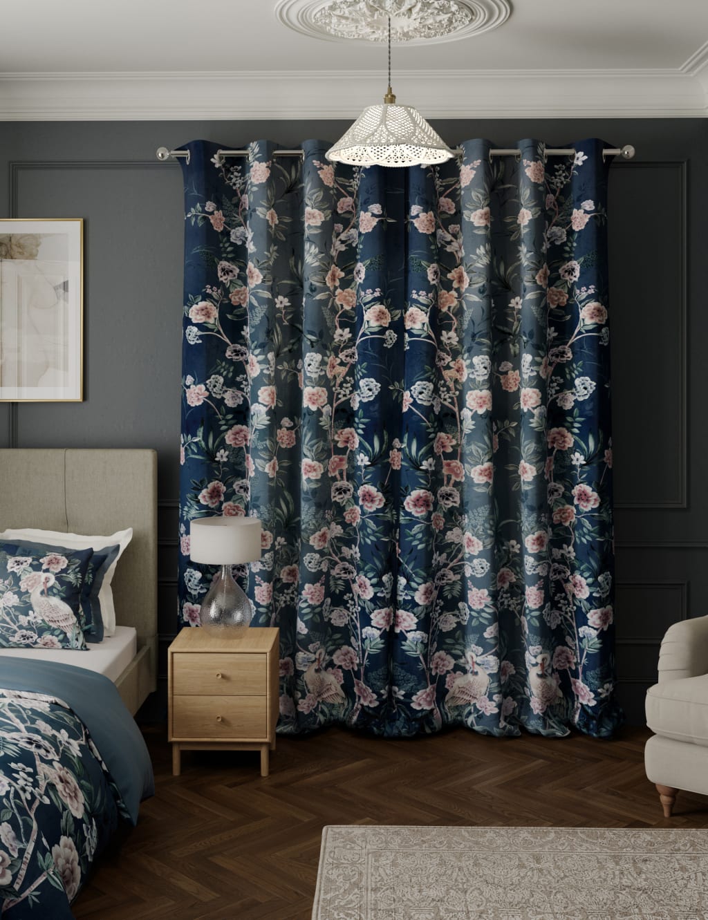 Floral Chinoiserie Eyelet Temperature Smart Curtains image 4