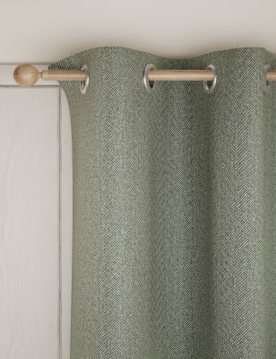 

M&S Collection Herringbone Eyelet Blackout Curtains - Green, Green