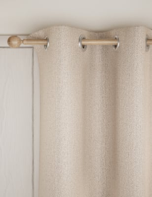 M&S Herringbone Eyelet Blackout Curtains - NAR54 - Natural, Natural