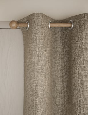 M&S Heavyweight Woven Eyelet Blackout Curtains - EW90 - Natural, Natural