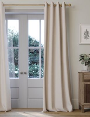 M&S Eyelet Ultra Thermal Blackout Curtains - WDR90 - Champagne, Champagne,Blush,Light Grey