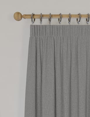 M&S Brushed Pencil Pleat Blackout Ultra Temperature Smart Curtains - EW90 - Light Grey, Light Grey,B