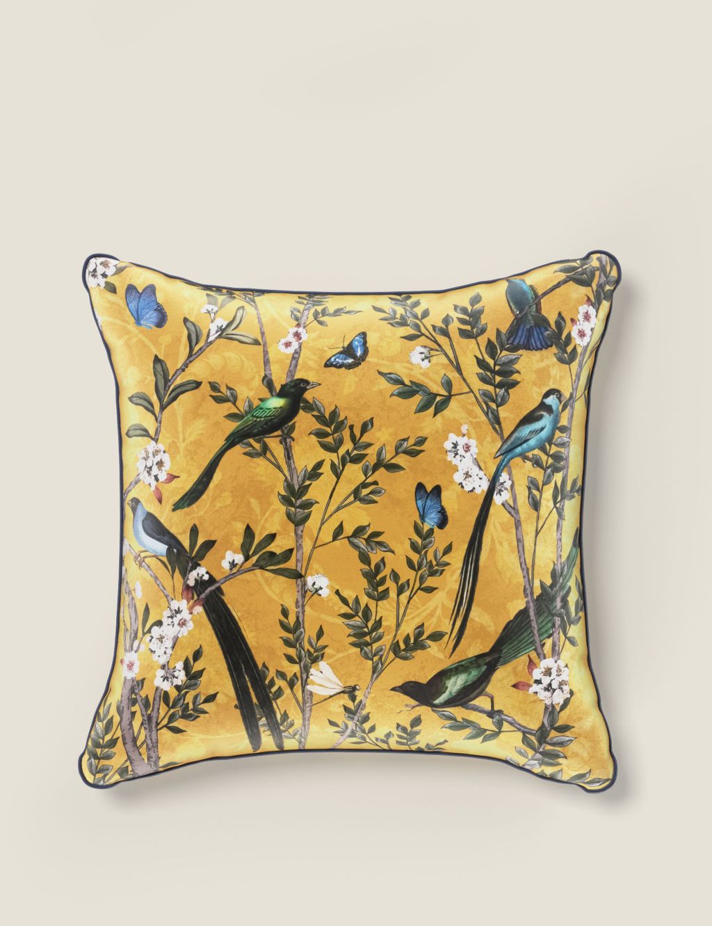 Velvet Spring Bird Cushion image 1