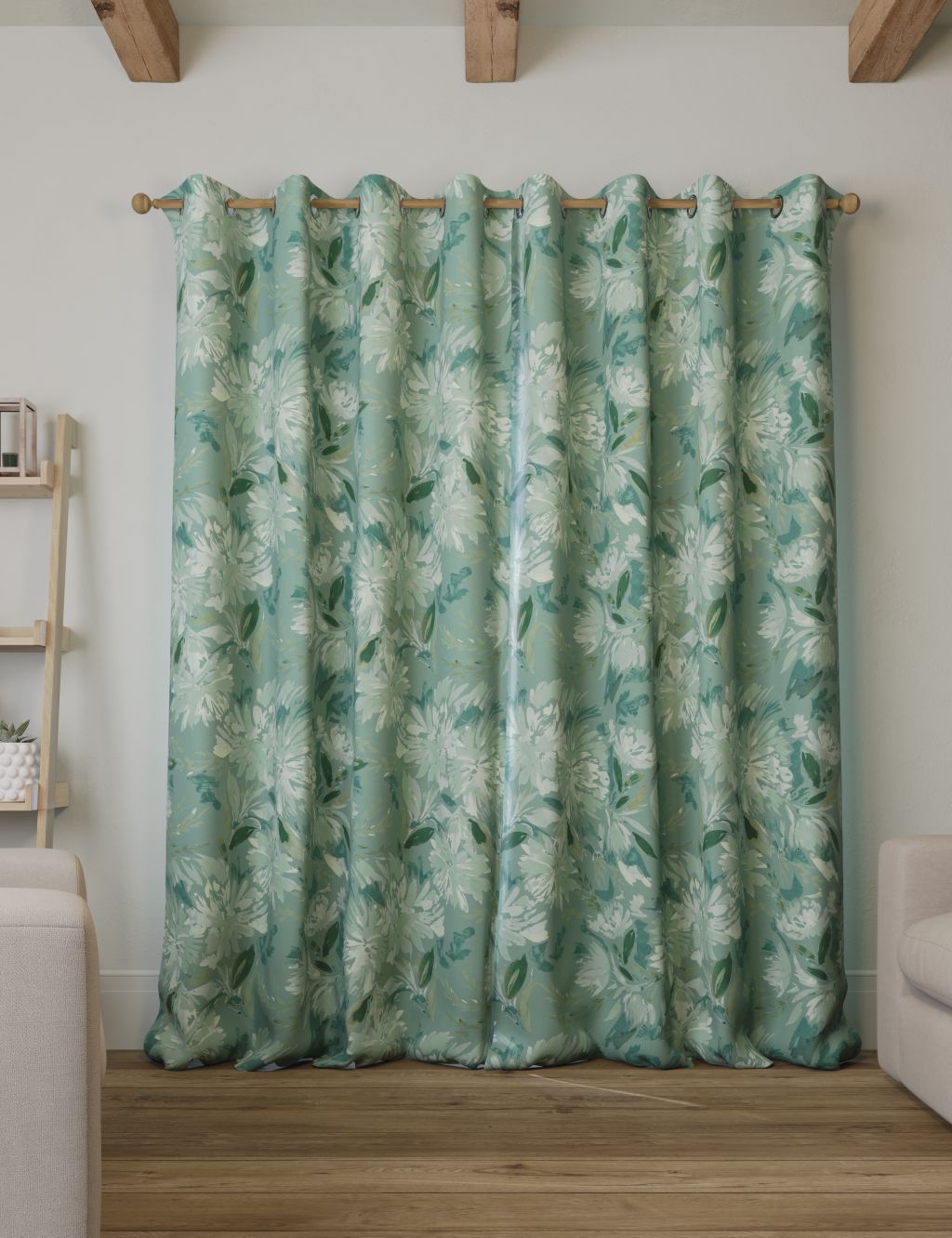 Pure Cotton Watercolour Eyelet Curtains image 3